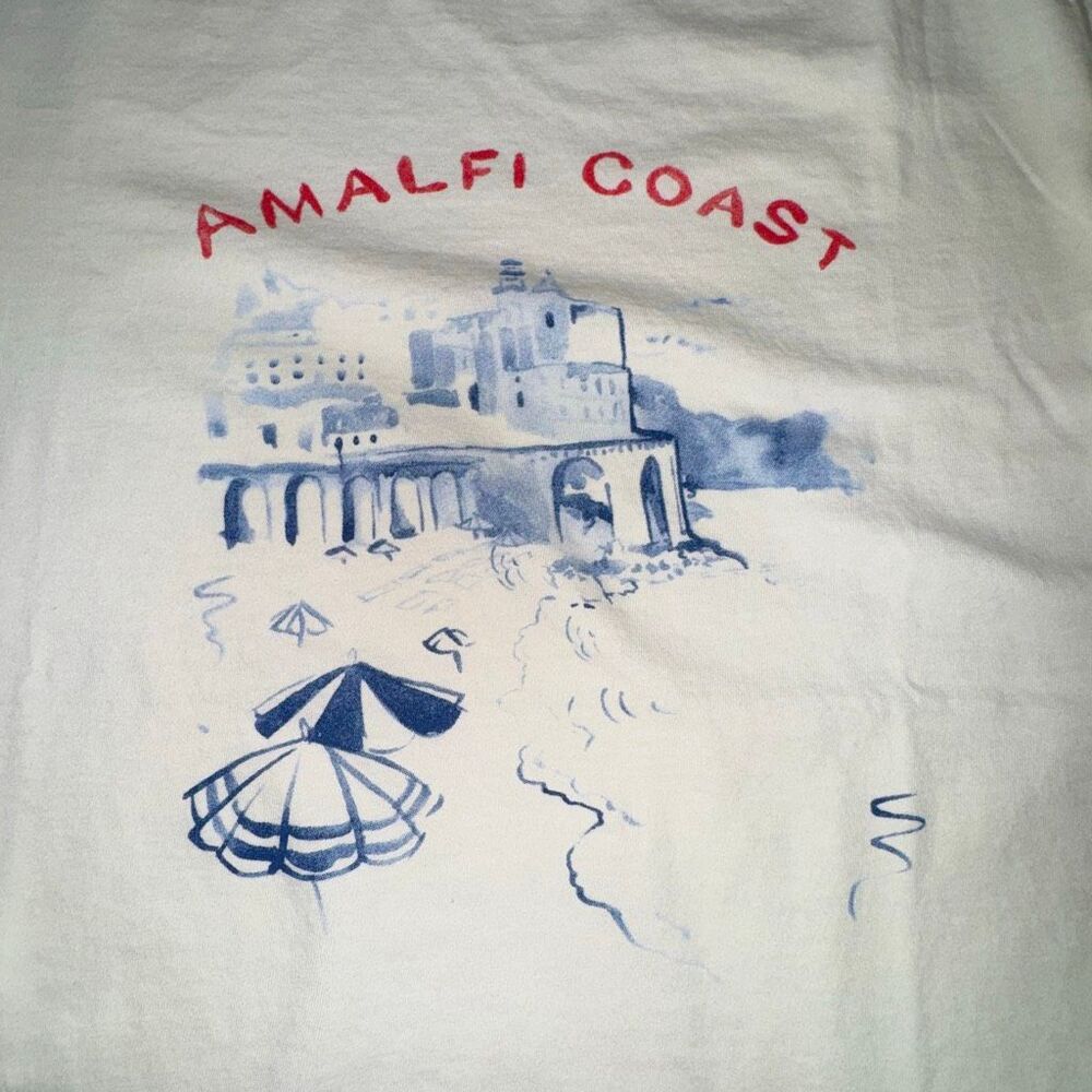 Brand new J.Crew Classic-fit Amalfi Coast graphic T-shirt in Positano Ivory 100% - Picture 2 of 7